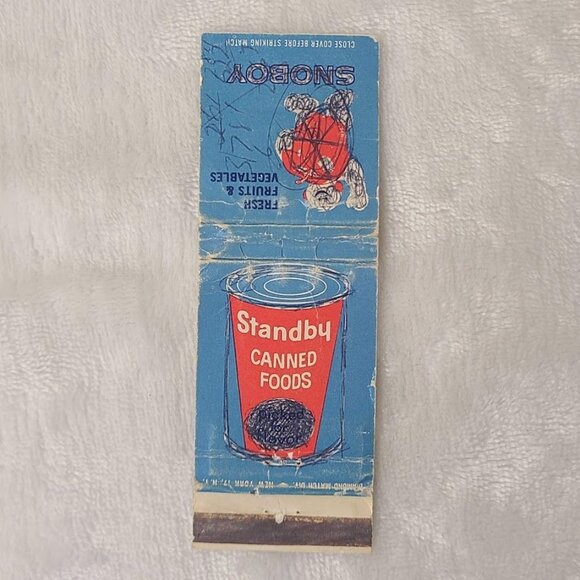 Vintage Matchbook Cover Standby Canned Foods Snoboy NY New York - Picture 3 of 5